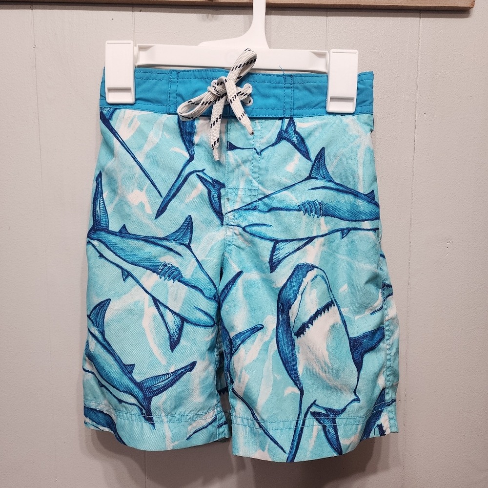 Place Est. 1989‎ Swim Trunks Small 5 - 6   Beach Board Shorts Blue Sharks B729